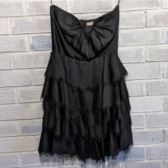 NWT‎ Rebecca Taylor dress tiered short semi black lbd formal fringe sz 6 - Picture 2 of 6